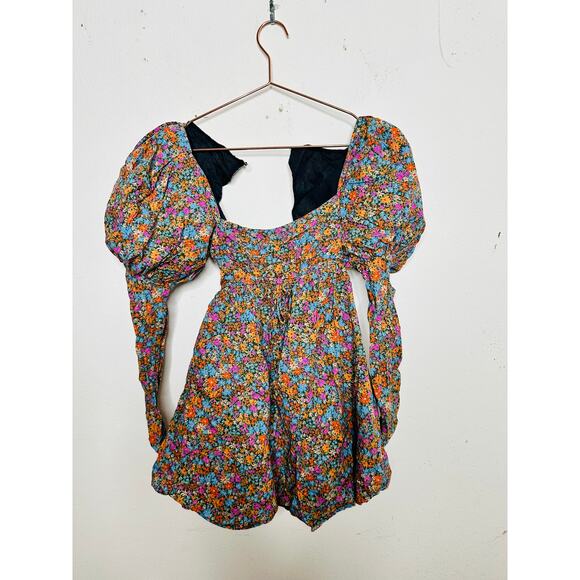 FOR LOVE AND LEMONS Multicolored Floral 100%Cotton Empire Brittany Mini Dress XS - Picture 5 of 16